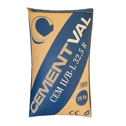 CEMENTO CEMENTVAL (CEM II/B-L 32,5 R) 25 KG. GRIS